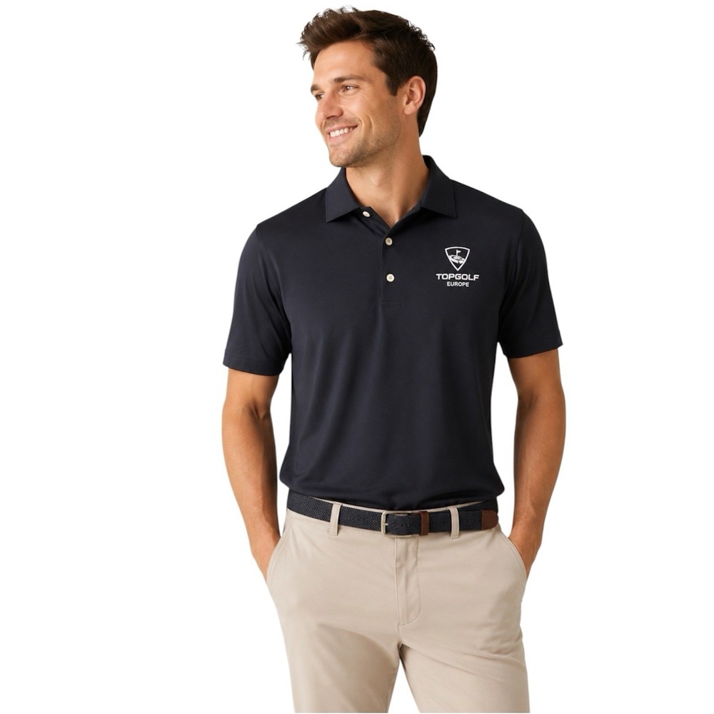 Peter Millar Summer Comfort Polo Black Topgolf Europe Golf Shirt. Sz S. NWT